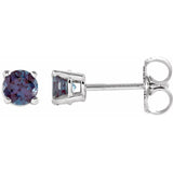 14K White 4 mm Lab-Grown Alexandrite Stud Earrings with Friction Post